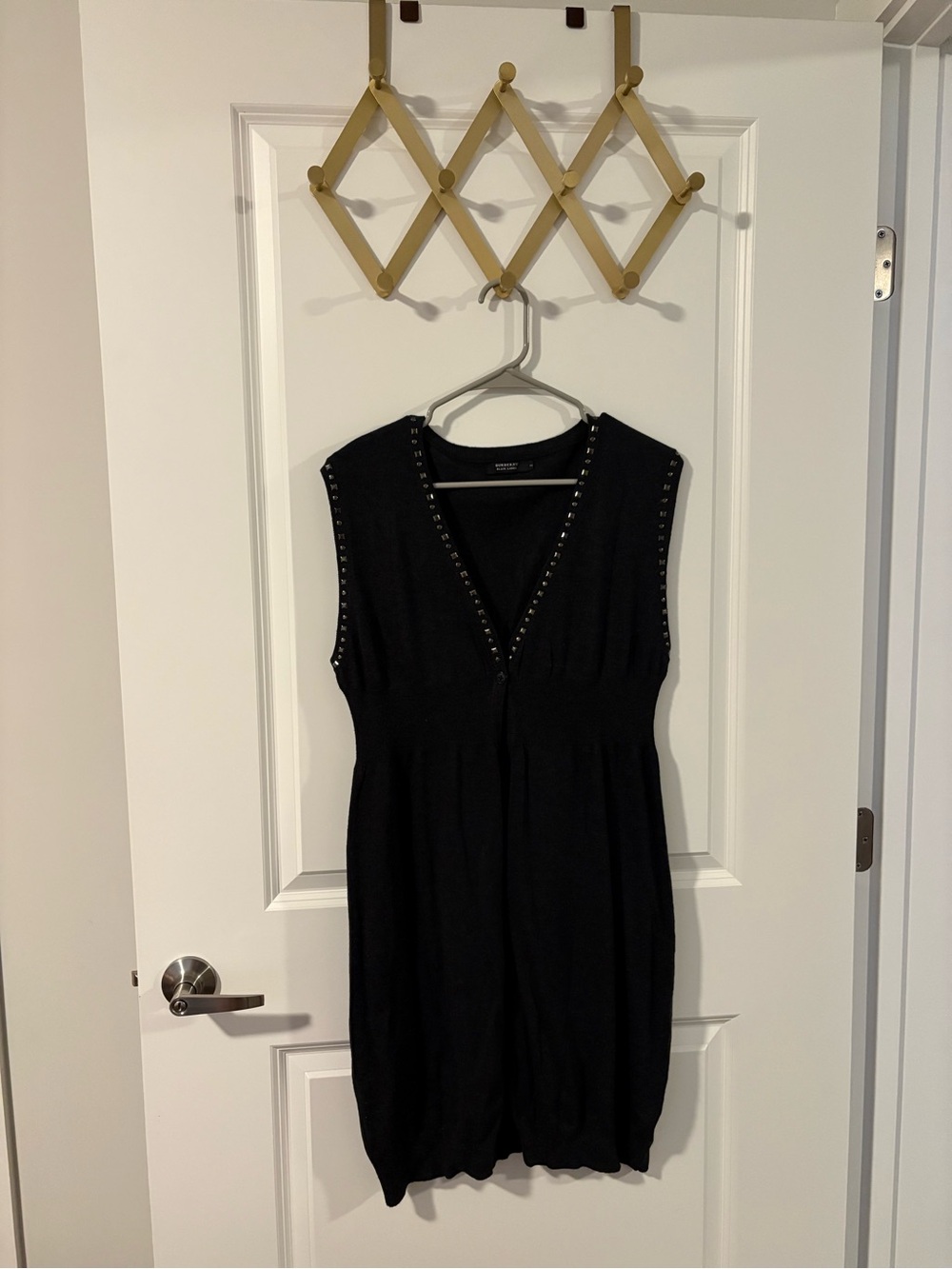 Burberry Black Sleeveless Stud-Trim Knit Dress